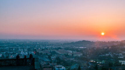 colorful sunset in Bergamo