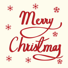 Merry Christmas lettering. Hand drawn vector illustration, greeting card.