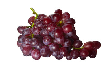 Ripe red grape with bunch isolated on white background