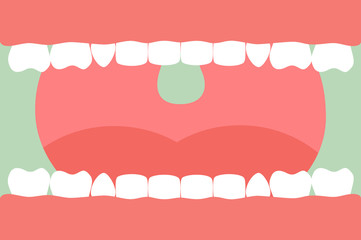 open mouth with healthy teeth and tongue, dental care