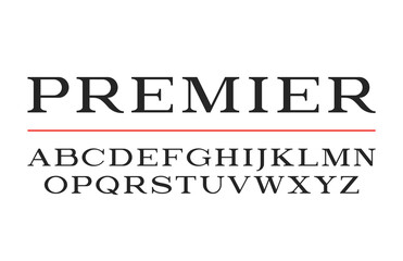 Modern serif typeface design. Vector font, alphabet letters, typography.