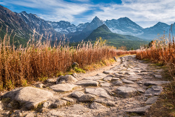 Obraz premium Stunning valley in the Tatra mountain at sunset in Poland