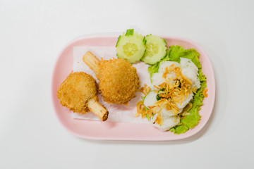 Fried Shrimp with Sugar Cane  with Chinese noodles, Vietnam food, Thai food