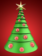 3d christmas tree over red