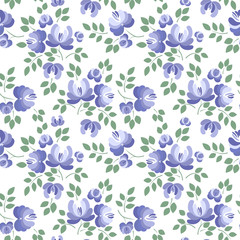 Floral seamless pattern.  Abstract purple flowers.