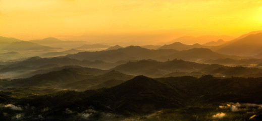 Landscape photo of beautiful sunrise on the mountain