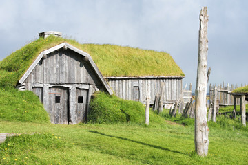 Fototapeta na wymiar reconstruction of Vikings village in iceland