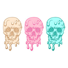 Melting skull. Three colors. Cute.