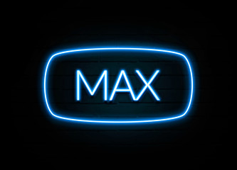 Max  - colorful Neon Sign on brickwall