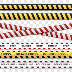Police Line iIsolated On Transparent Background. Vector Illustration