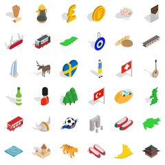 Bread icons set, isometric style