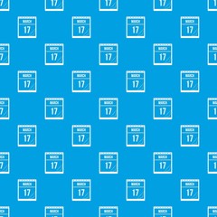 Calendar with date of March 17 pattern seamless blue