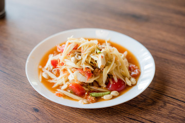 papaya salad or Som Tum, Thai food