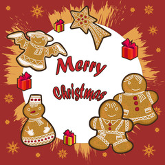 Drawings on a Christmas theme, on a holiday card