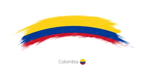 Fototapeten Flag of Colombia in rounded grunge brush stroke. © boldg