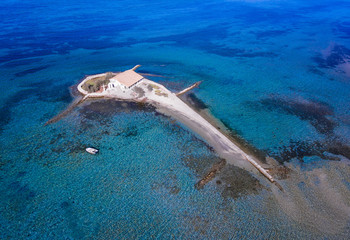 Lefkada Agios Nikolaos island in Greece Ioanian Islands as seen from above