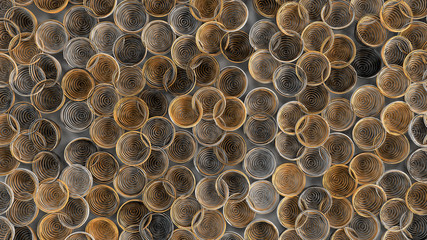 Abstract background from white, black and orange spiraled coils