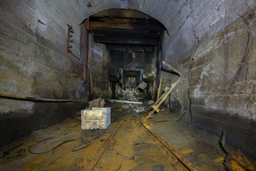Underground abandoned ore mine shaft tunnel gallery