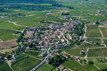 Fototapeta na wymiar Aerial wiev Saint Emilion Vineyard landscape, Vineyard south west of France