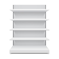 Vector shopping rack, shelf template, isolated on white