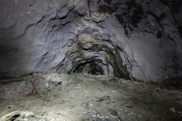Underground mine shaft copper ore tunnel gallery 