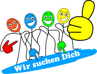 Obraz premium Strichmännchen suchen Dich für ein Team