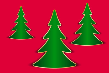 Christmas greeting card with fir trees cut out from paper. Vector illustration EPS10