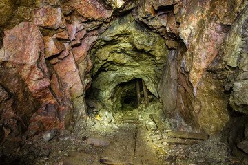 Underground mine shaft copper ore tunnel gallery