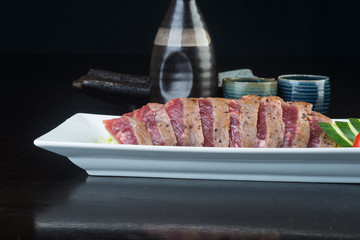 japanese cuisine. sashimi on the background