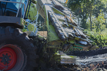 Maishäcksler und Traktor bei der Maisernte © Natascha