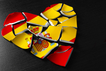 heart with the broken Spanish flag