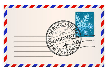 Envelope with Snowflake stamp and Chicago postmark