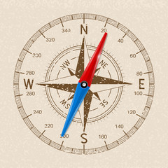 Compass. Hand drawn sketch with colored 3d elements