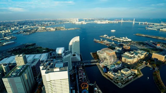 横浜みなとみらいの夕景タイムラプス