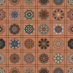 Seamless pattern. Vintage decorative elements. Hand drawn background. Islam, Arabic, Indian, ottoman motifs. Perfect for printing on fabric or paper.