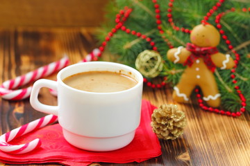 Cup of coffee with Christmas sweetness