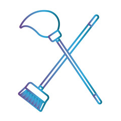 broom and mop icon over white background vector illustration