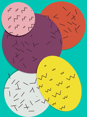 Trendy memphis style background with circles and lines. Vector abstract illustration.