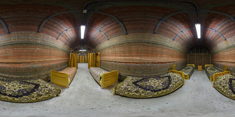 Panorama in interior of ward modern speleo clinic in potash cave.  Full 360 by 180 degree seamless...
