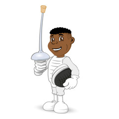Illustration of an athlete person fencing African descent. Ideal for catalogs, informative and sports catalogs