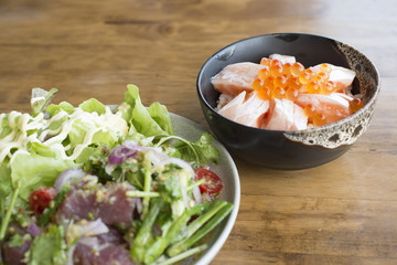 Spicy fresh Tuna Salad and Salmon Toro.
