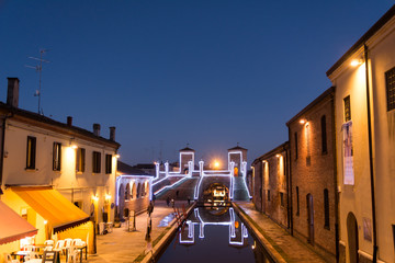 View of the historic bridge Trepponti in Comacchio