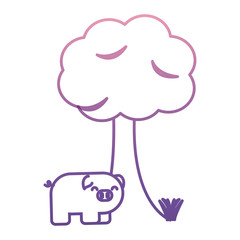 tree and cute pig icon over white background vector illustration