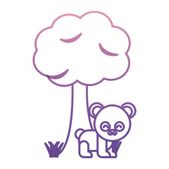 tree and cute panda bear icon over white background vector illustration
