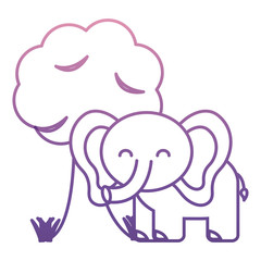 tree and cute elephant icon over white background vector illustration