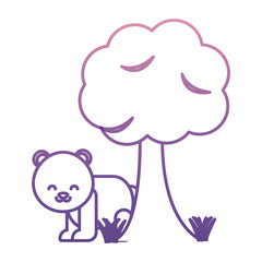 tree and cute bear icon over white background vector illustration