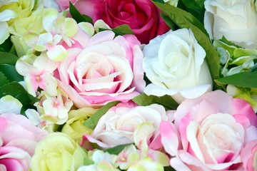 Roses and colorful flowers, natural background