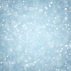 Naklejka na ściany i meble Blue winter background with snowflakes.