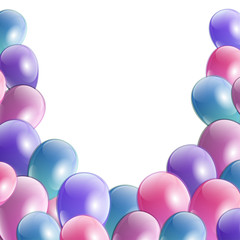 Celebration party banner with colorful shining pearl balloons frame with place for text. Greeting, invitation card or flyer.