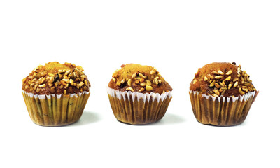 banana cake on white isolated